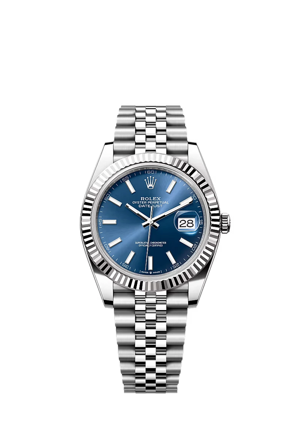 Mannen Rolex Datejust (41mm) 126300 Oyster (Blauwe wijzerplaat Motif) Blue