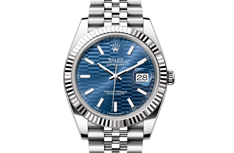 Mannen Rolex Datejust (41mm) 126300 Oyster (Blauwe wijzerplaat Motif) Blue