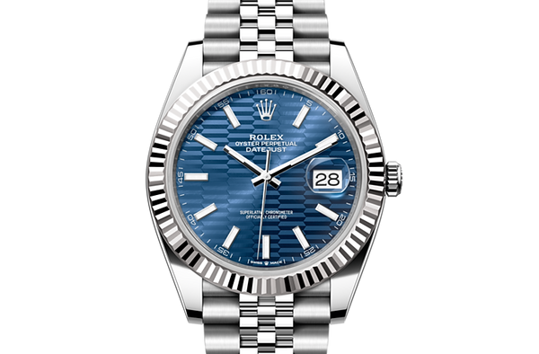 Mannen Rolex Datejust (41mm) 126300 Oyster (Blauwe wijzerplaat Motif) Blue