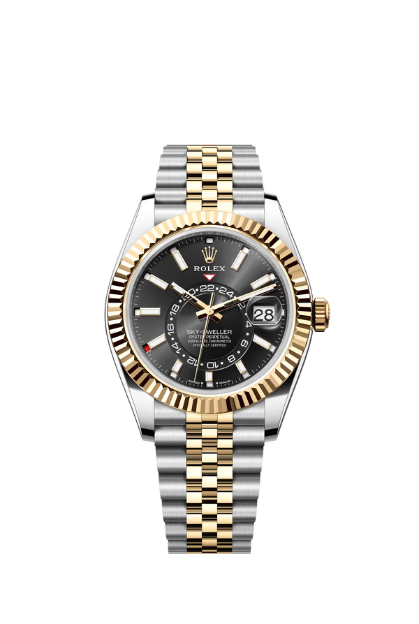 Replica Rolex Heren Sky-Dweller Jubilee (42mm) 336933 Goud Zwart