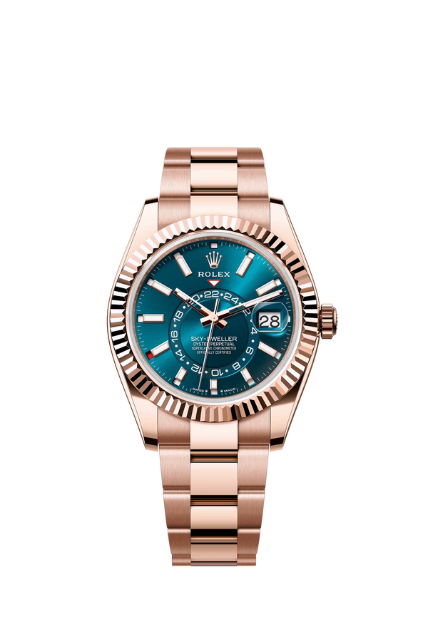 Replica Rolex Heren Sky-Dweller Oyster (42mm) 336934 Rose Goud