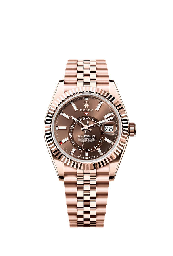 Replica Rolex Heren Sky-Dweller Jubilee (42mm) Rose Gold